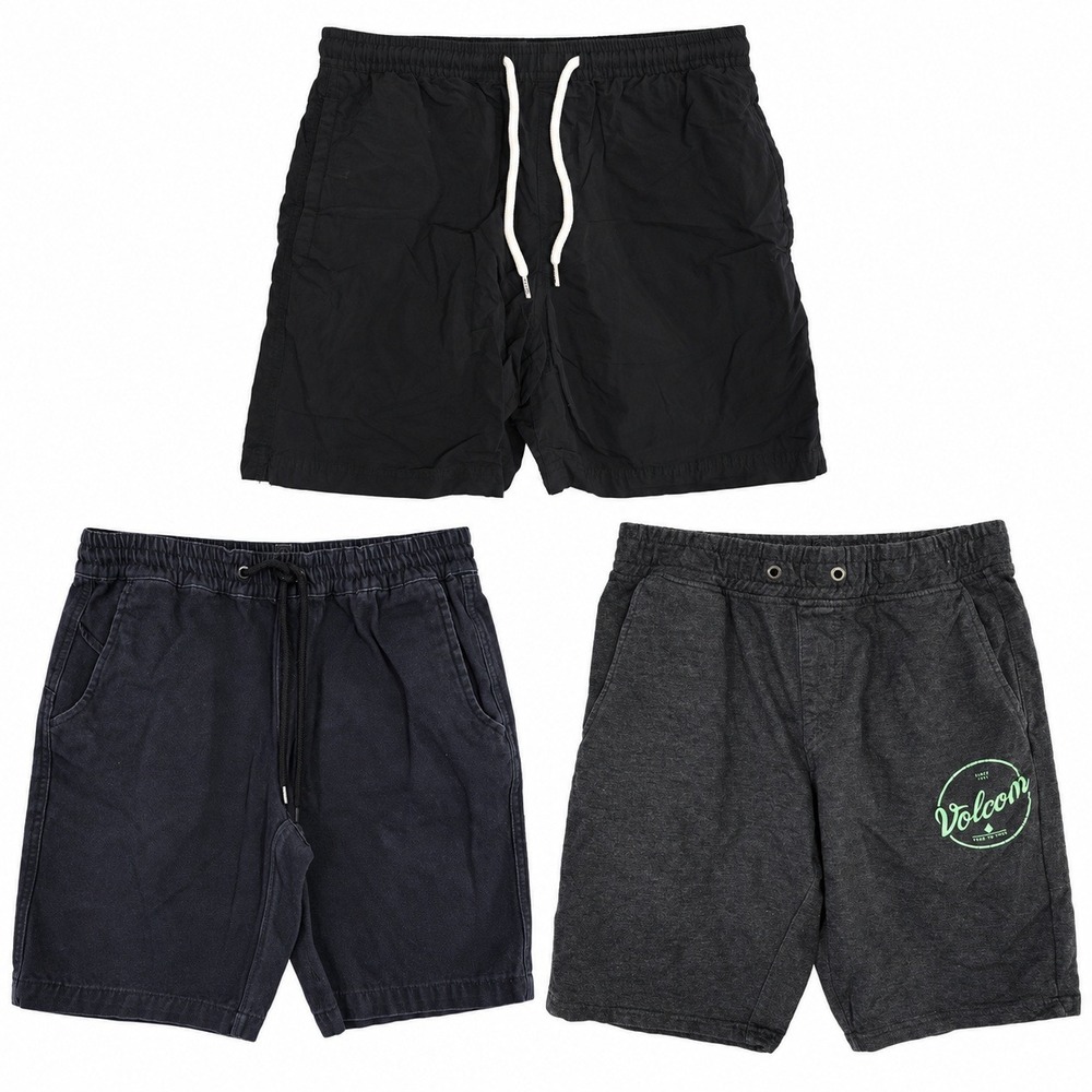 Mixed Brands Lot of 3 Men's S Casual Shorts Volcom RSQ Graphic Fleece Black Gray